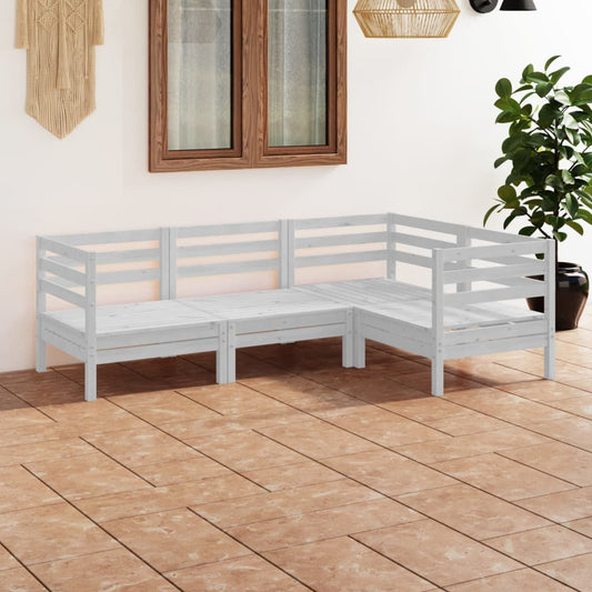 4 Piece Patio Lounge Set Solid Pinewood
