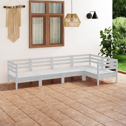 5 Piece Patio Lounge Set Solid Pinewood