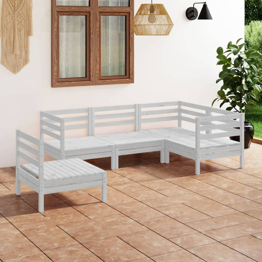 5 Piece Patio Lounge Set Solid Pinewood