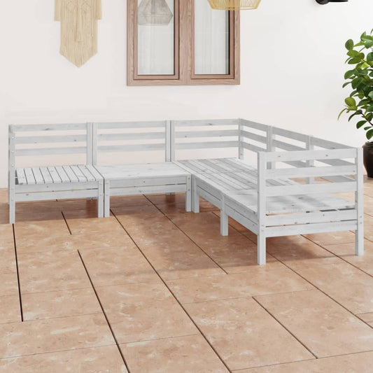 5 Piece Patio Lounge Set Solid Pinewood