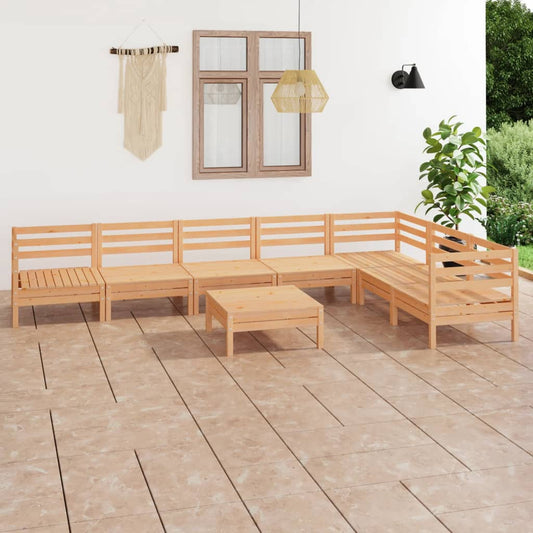 8 Piece Patio Lounge Set Solid Pinewood