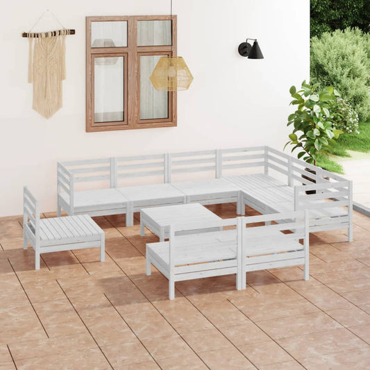 10 Piece Patio Lounge Set Solid Pinewood