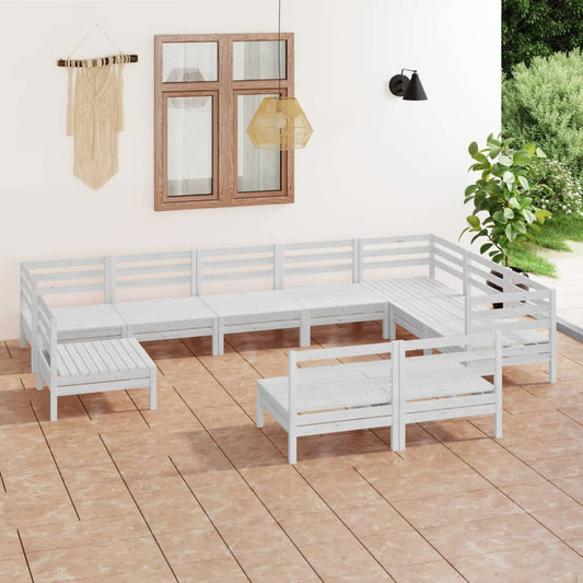 10 Piece Patio Lounge Set Solid Pinewood