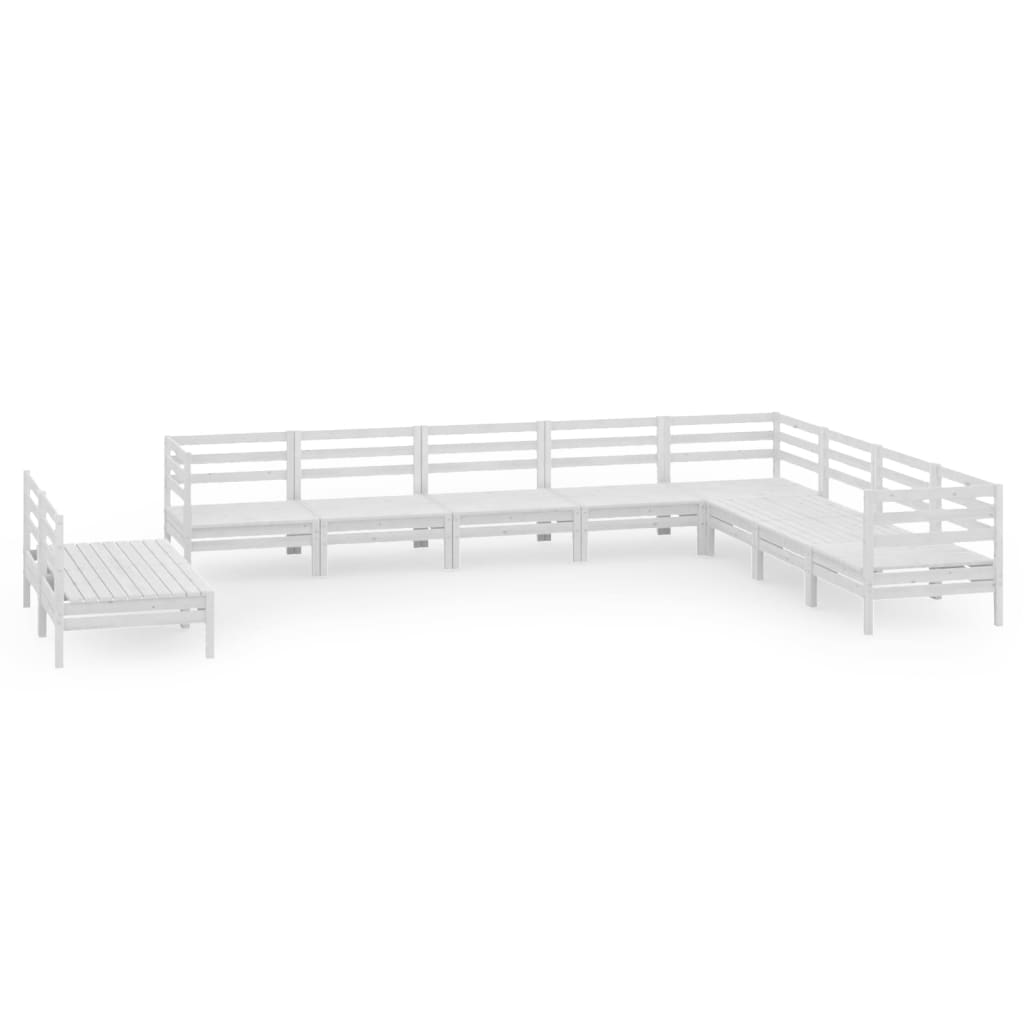 10 Piece Patio Lounge Set Solid Pinewood