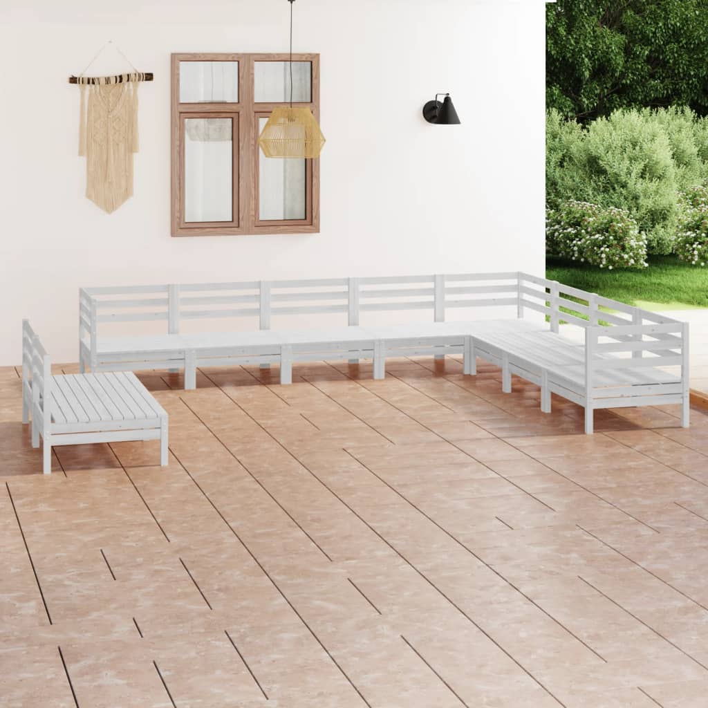 10 Piece Patio Lounge Set Solid Pinewood