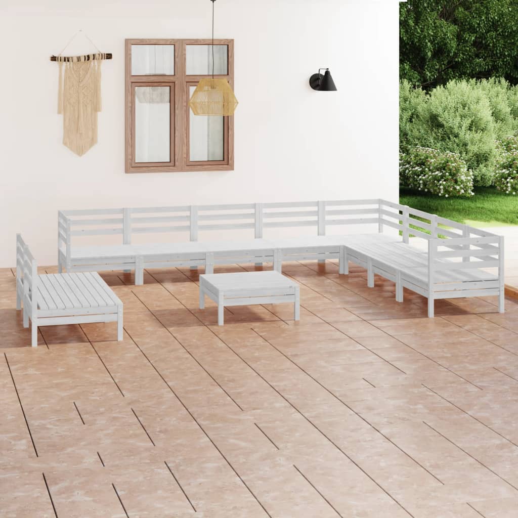 11 Piece Patio Lounge Set Solid Pinewood