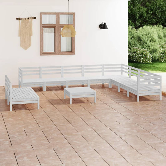 11 Piece Patio Lounge Set Solid Pinewood