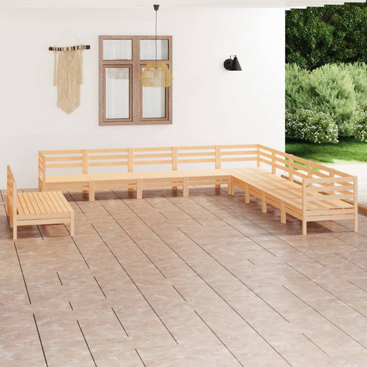 11 Piece Patio Lounge Set Solid Pinewood