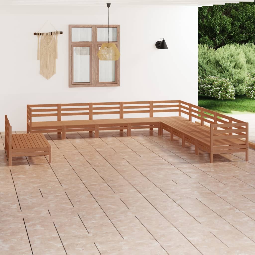 11 Piece Patio Lounge Set Solid Pinewood
