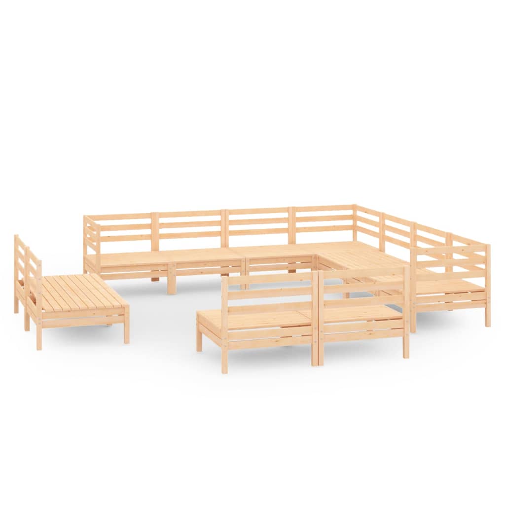 11 Piece Patio Lounge Set Solid Pinewood