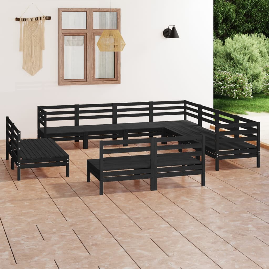 11 Piece Patio Lounge Set Solid Pinewood