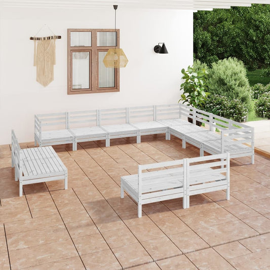 12 Piece Patio Lounge Set Solid Pinewood