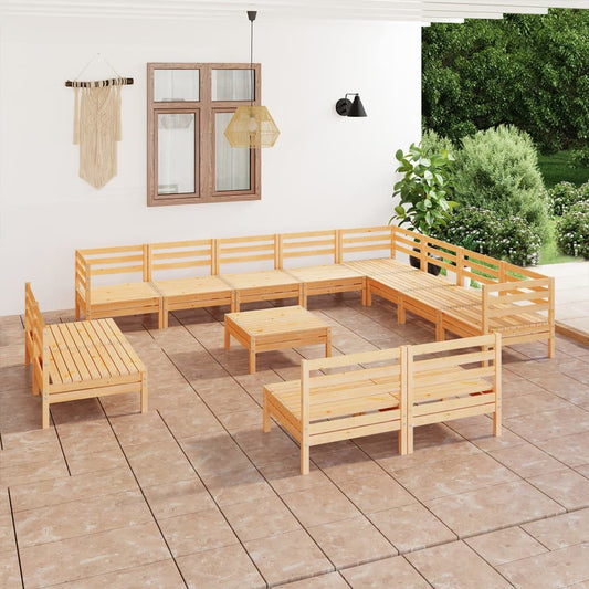 13 Piece Patio Lounge Set Solid Pinewood