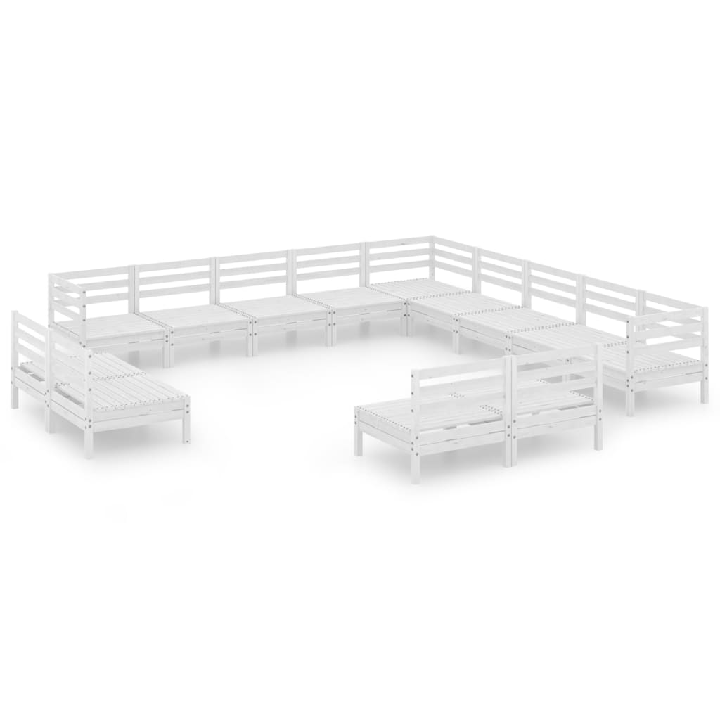 13 Piece Patio Lounge Set Solid Pinewood