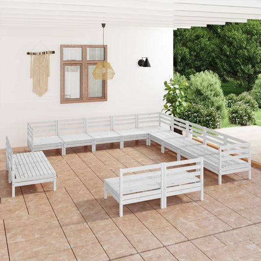 13 Piece Patio Lounge Set Solid Pinewood