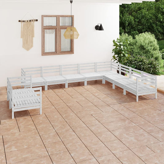 10 Piece Patio Lounge Set Solid Pinewood