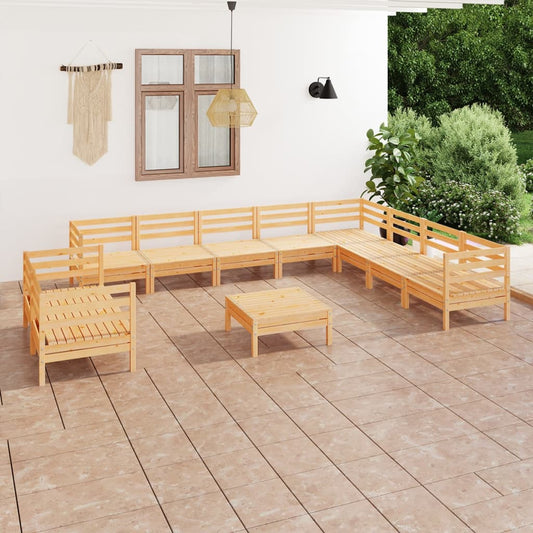 11 Piece Patio Lounge Set Solid Pinewood