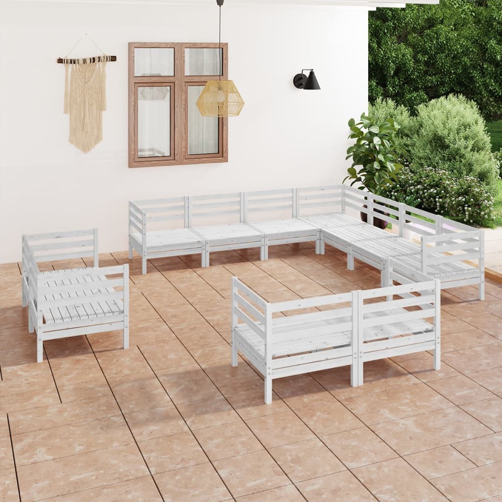 11 Piece Patio Lounge Set Solid Pinewood