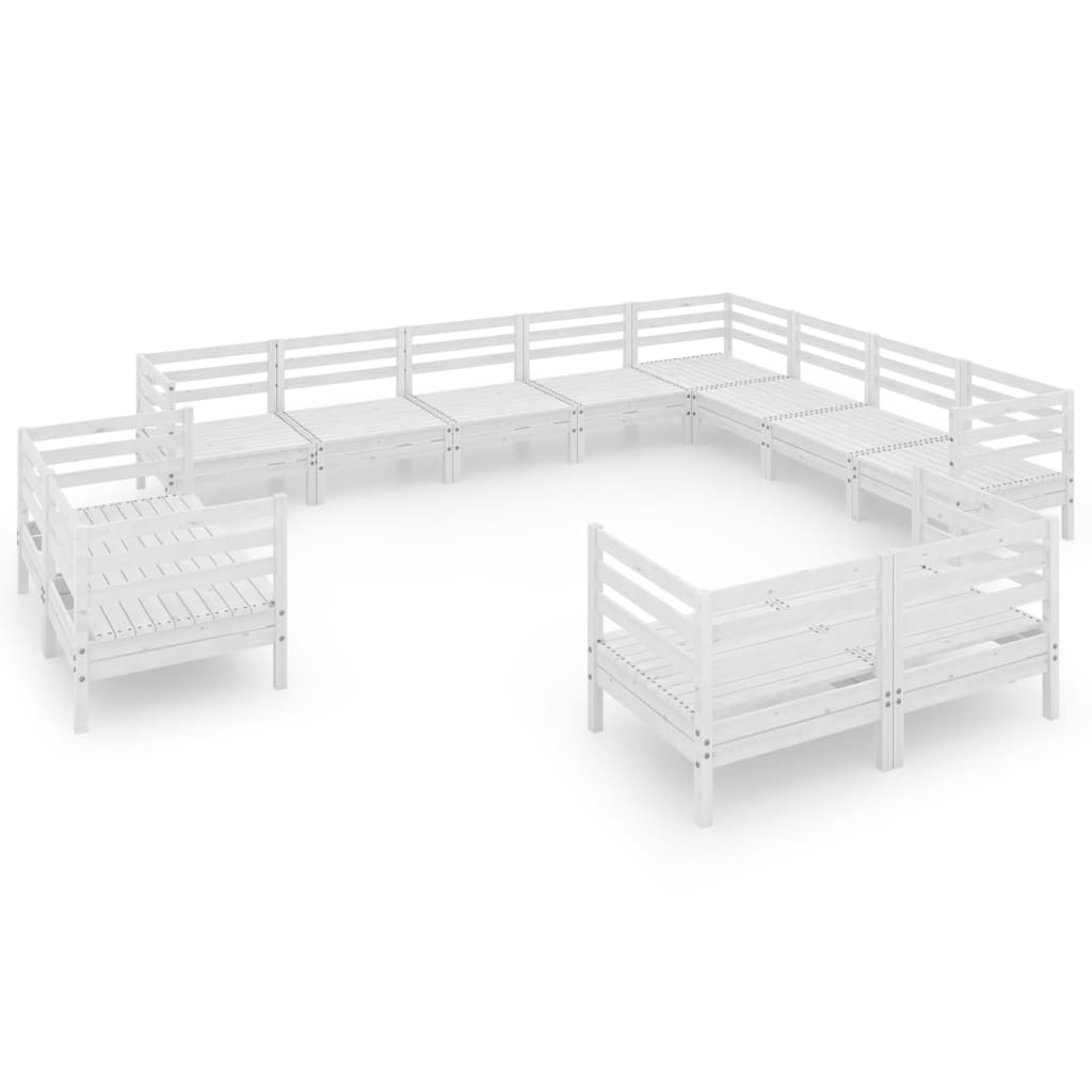 12 Piece Patio Lounge Set Solid Pinewood