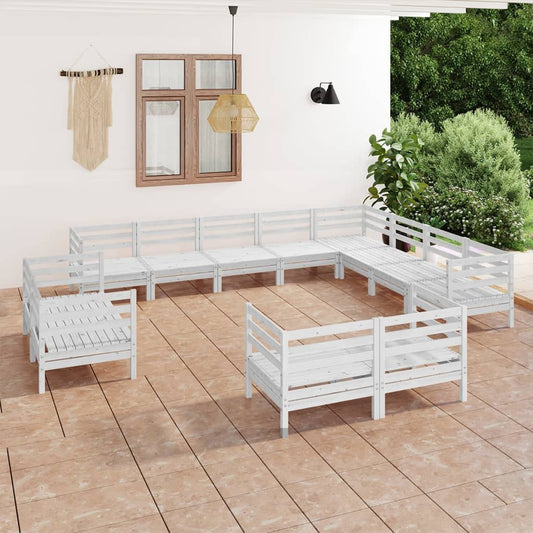 12 Piece Patio Lounge Set Solid Pinewood