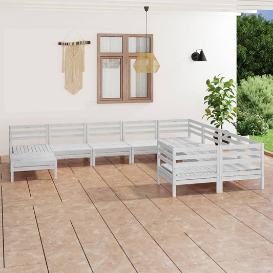10 Piece Patio Lounge Set Solid Pinewood