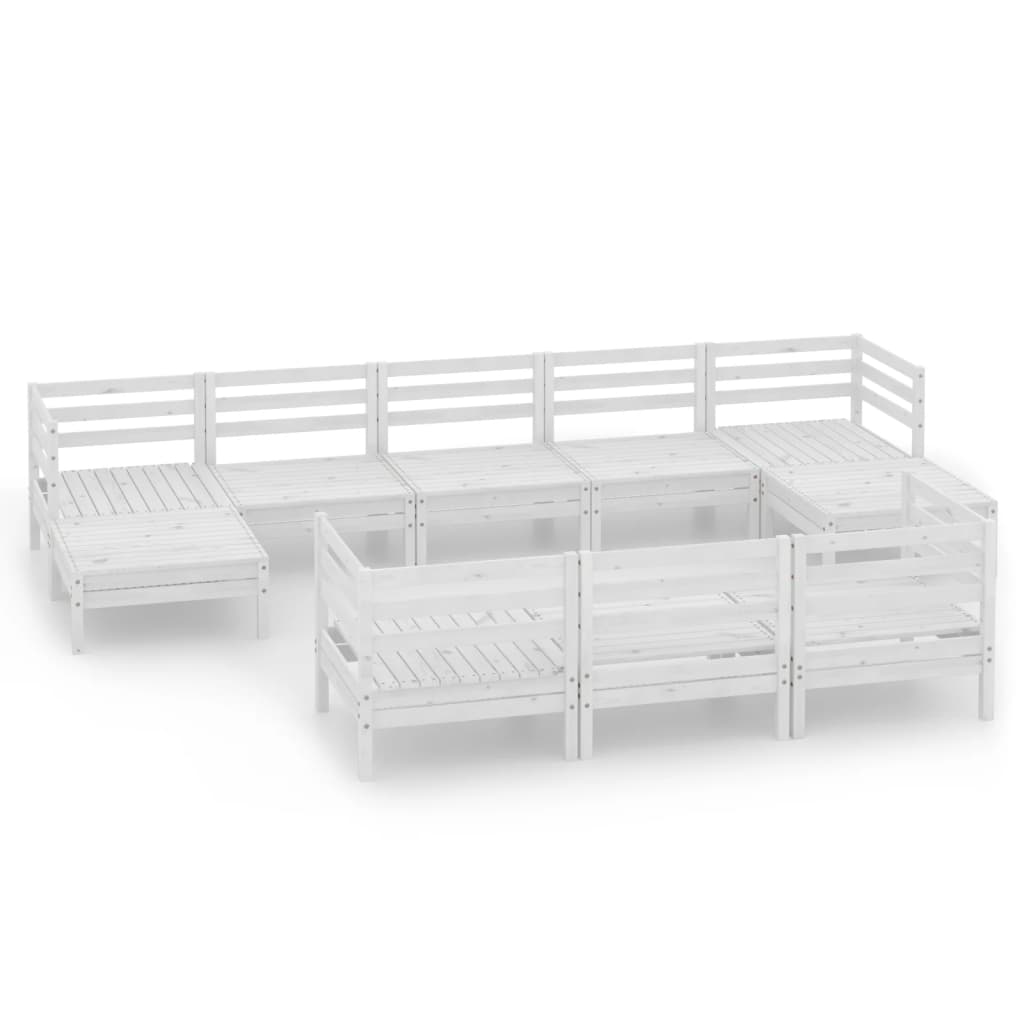 10 Piece Patio Lounge Set Solid Pinewood