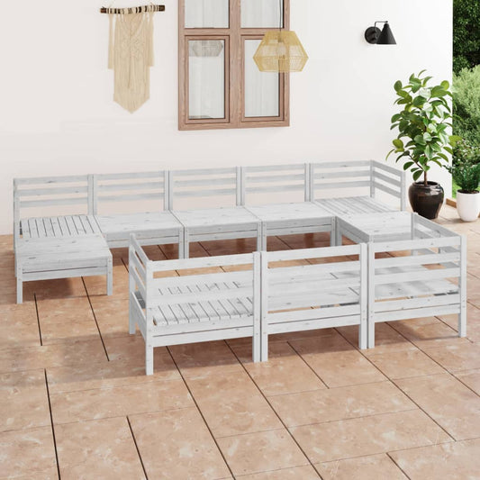 10 Piece Patio Lounge Set Solid Pinewood