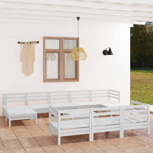 11 Piece Patio Lounge Set Solid Pinewood
