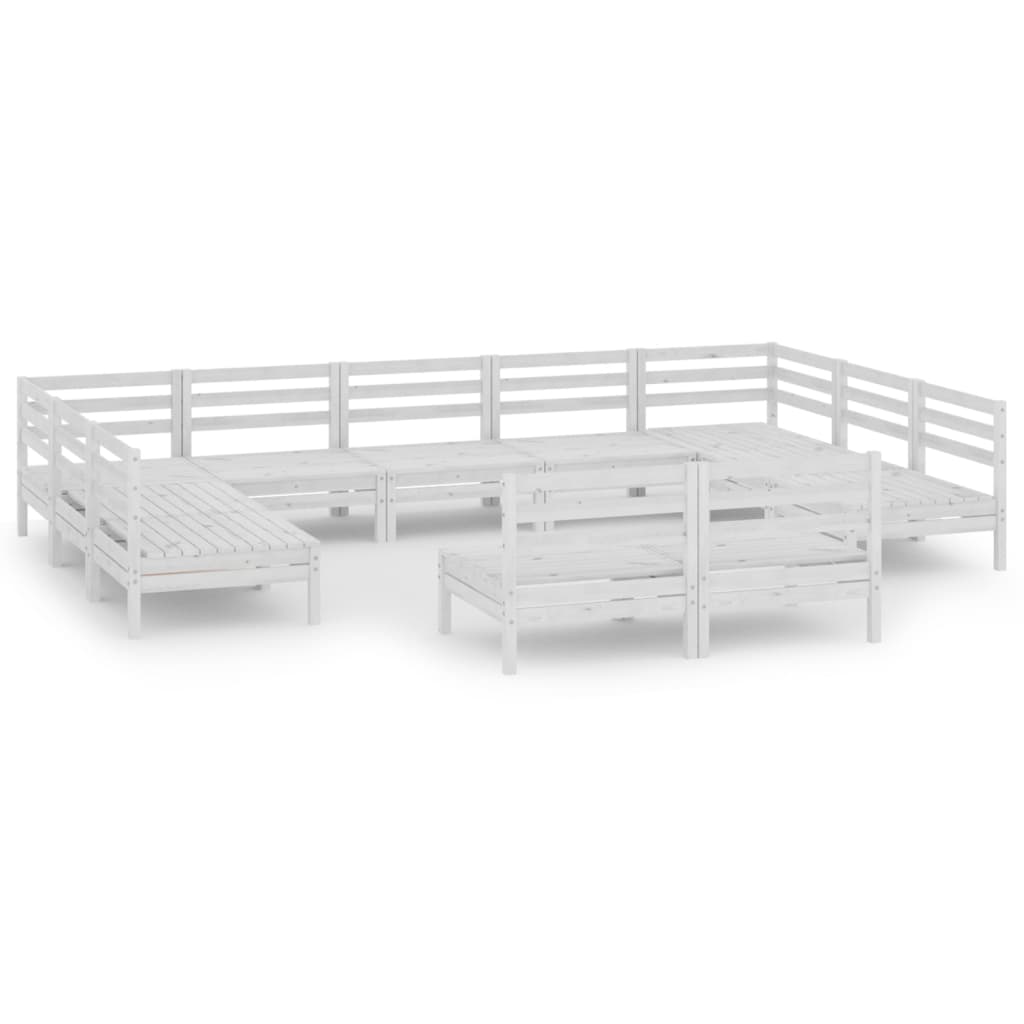 11 Piece Patio Lounge Set Solid Pinewood