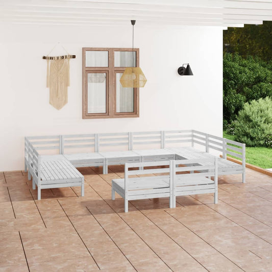 11 Piece Patio Lounge Set Solid Pinewood
