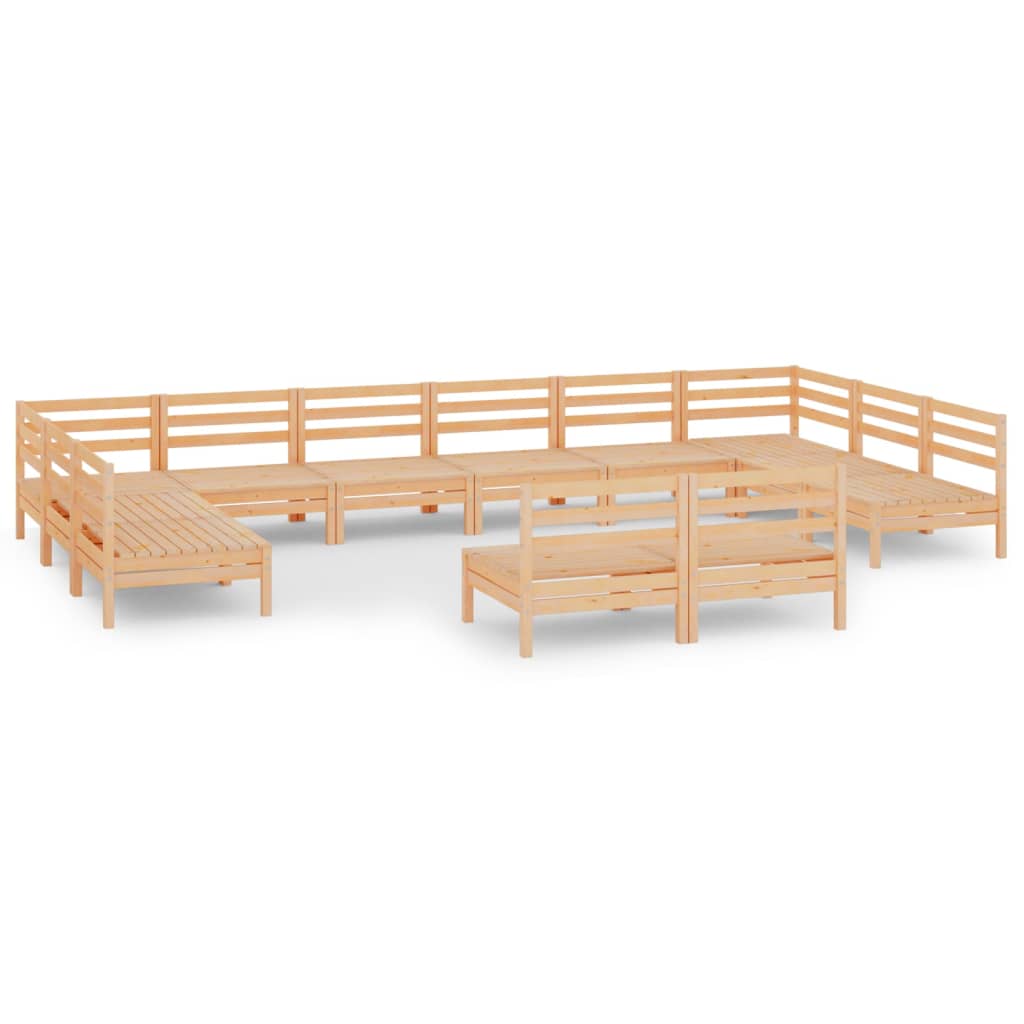 12 Piece Patio Lounge Set Solid Pinewood