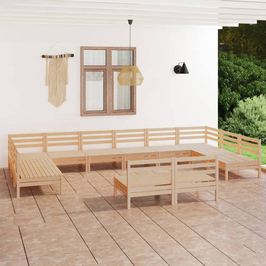 12 Piece Patio Lounge Set Solid Pinewood