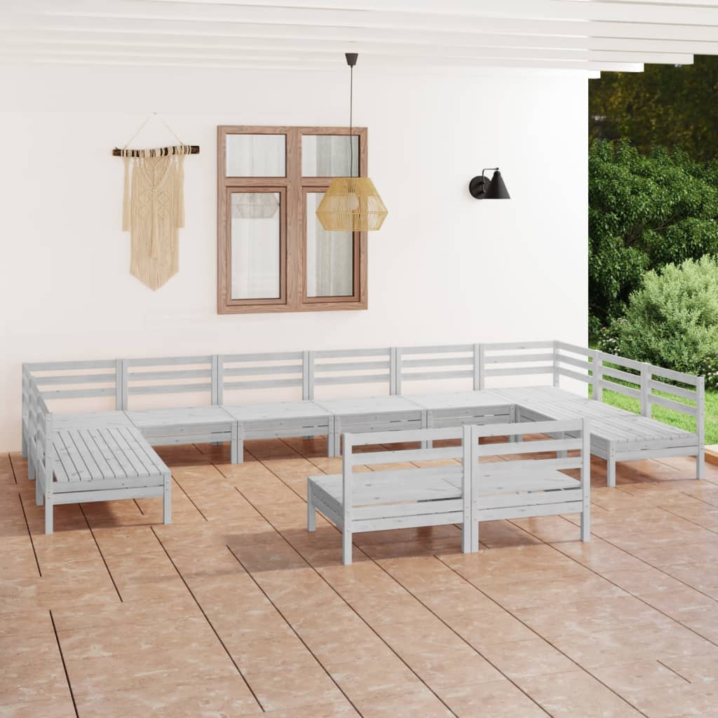 12 Piece Patio Lounge Set Solid Pinewood