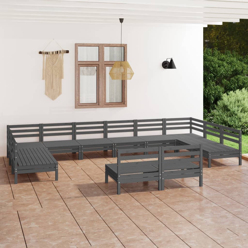 12 Piece Patio Lounge Set Solid Pinewood