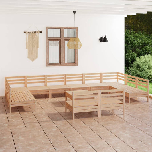 13 Piece Patio Lounge Set Solid Pinewood