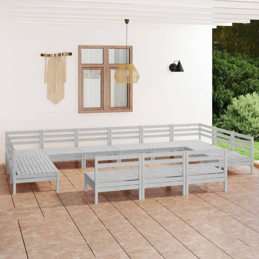 13 Piece Patio Lounge Set Solid Pinewood