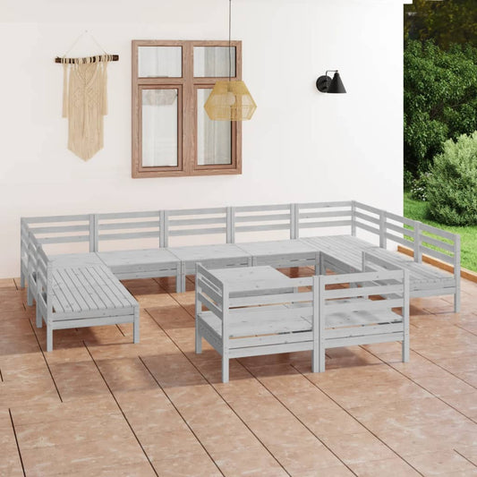 12 Piece Patio Lounge Set Solid Pinewood