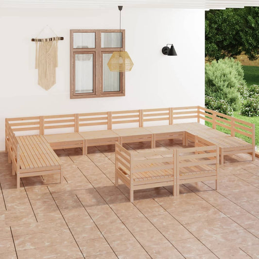12 Piece Patio Lounge Set Solid Pinewood