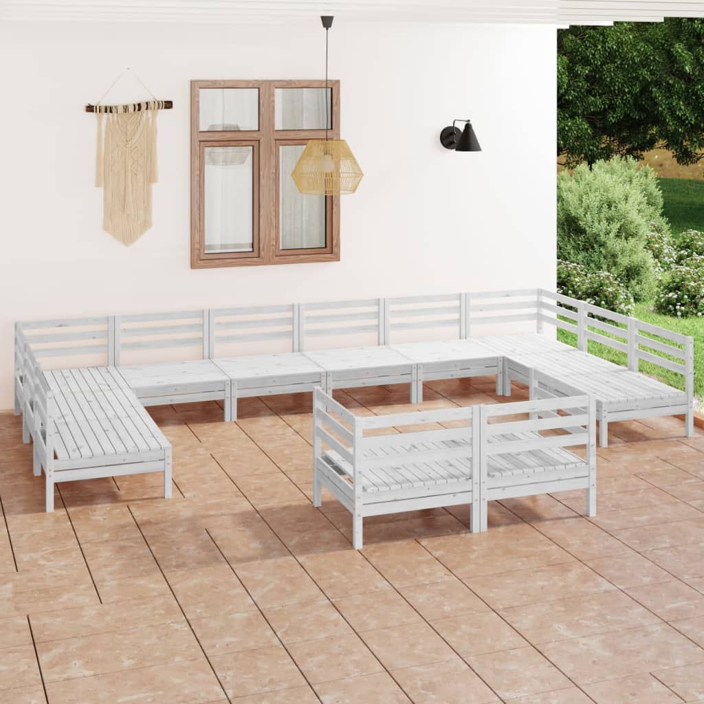 12 Piece Patio Lounge Set Solid Pinewood