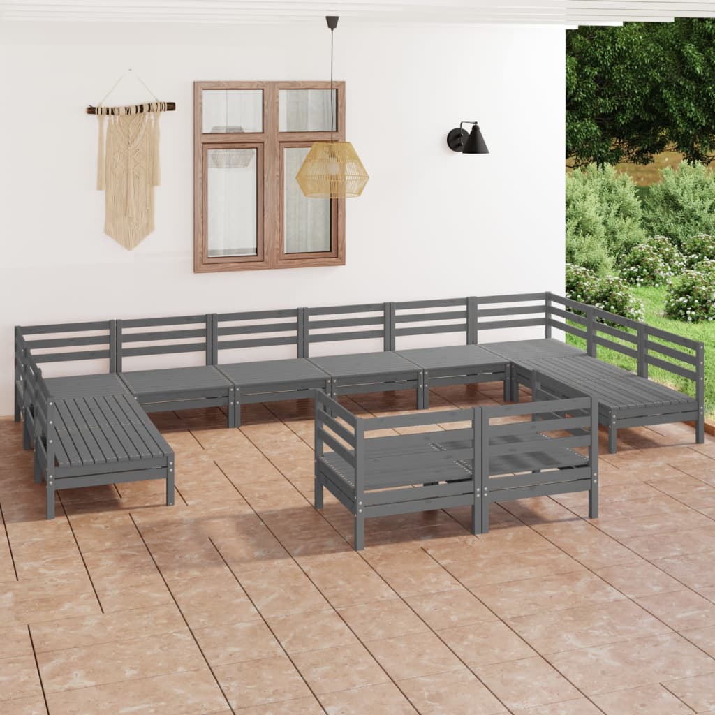 12 Piece Patio Lounge Set Solid Pinewood