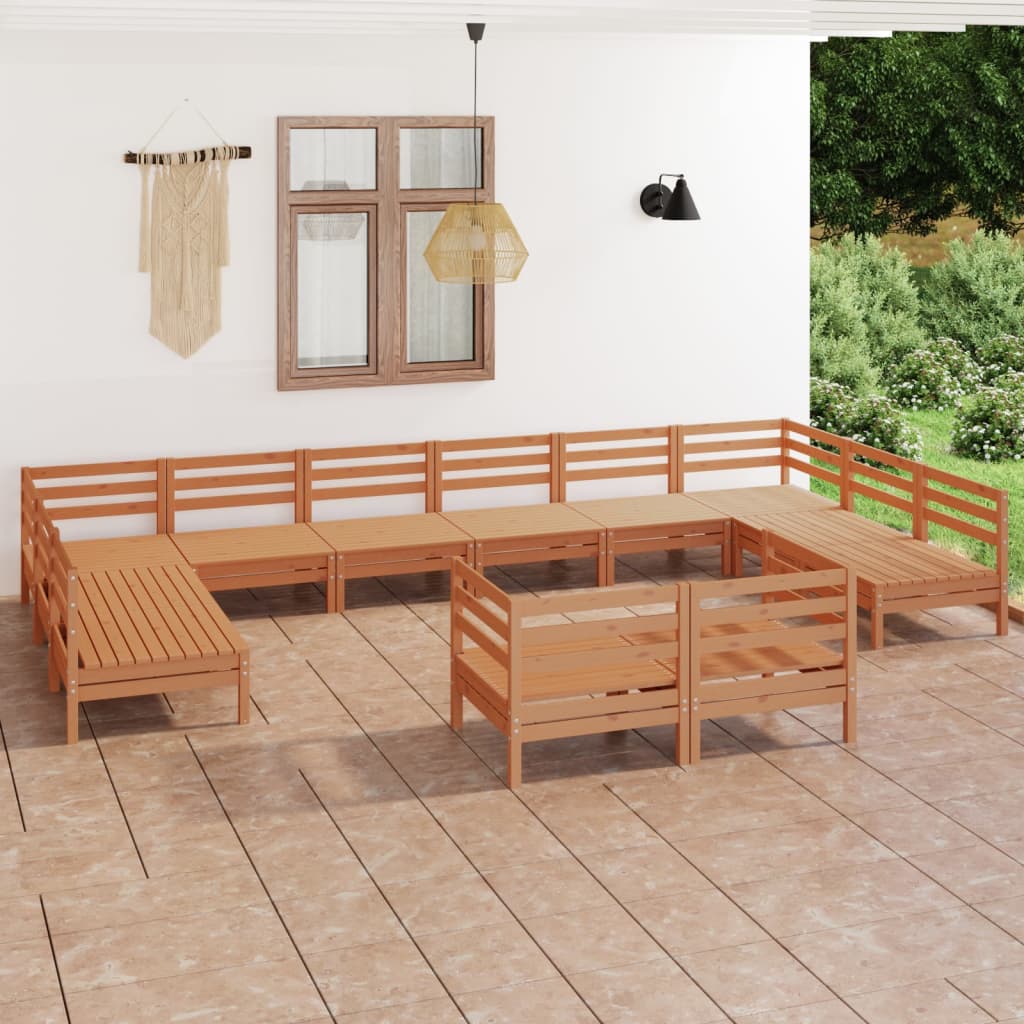 12 Piece Patio Lounge Set Solid Pinewood