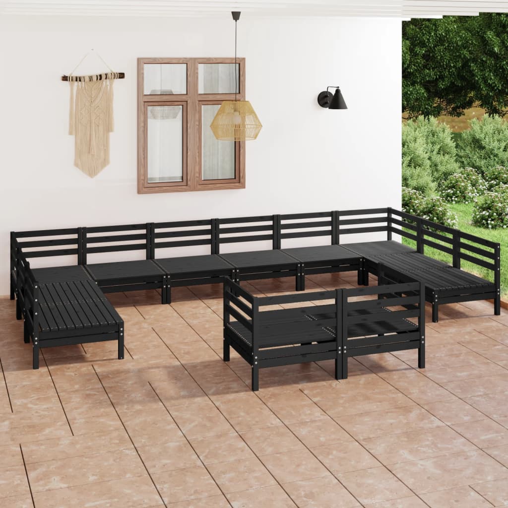 12 Piece Patio Lounge Set Solid Pinewood