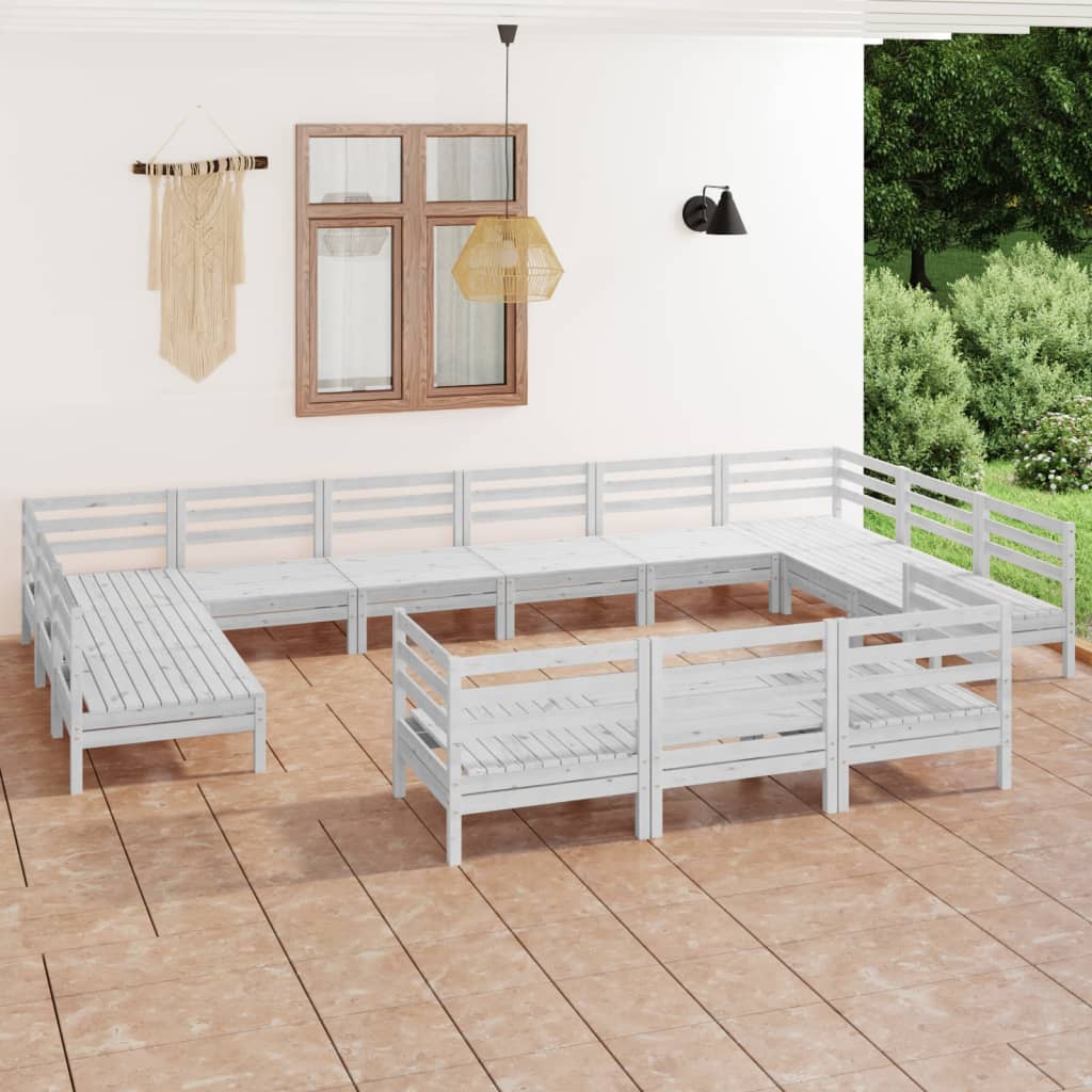 13 Piece Patio Lounge Set Solid Pinewood