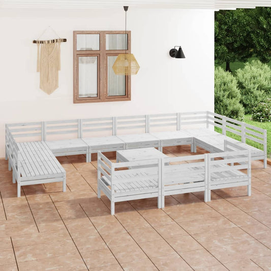 14 Piece Patio Lounge Set Solid Pinewood
