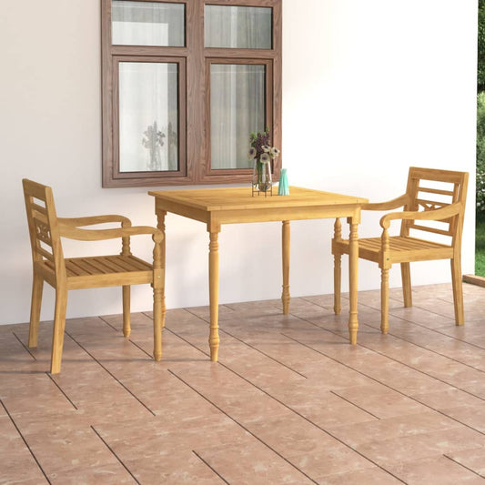 3 Piece Patio Dining Set Solid Teak Wood