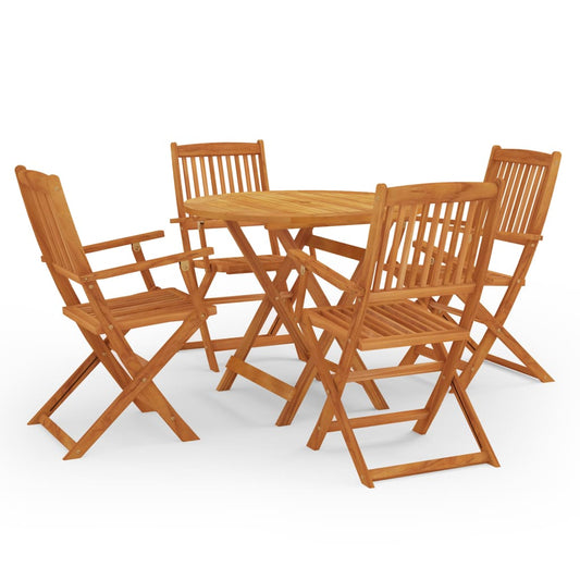 5 Piece Folding Patio Dining Set Solid Eucalyptus Wood