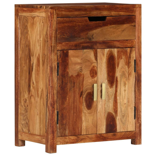 Wooden Sideboard Honey Solid Acacia Wood 19.7-29.5 In