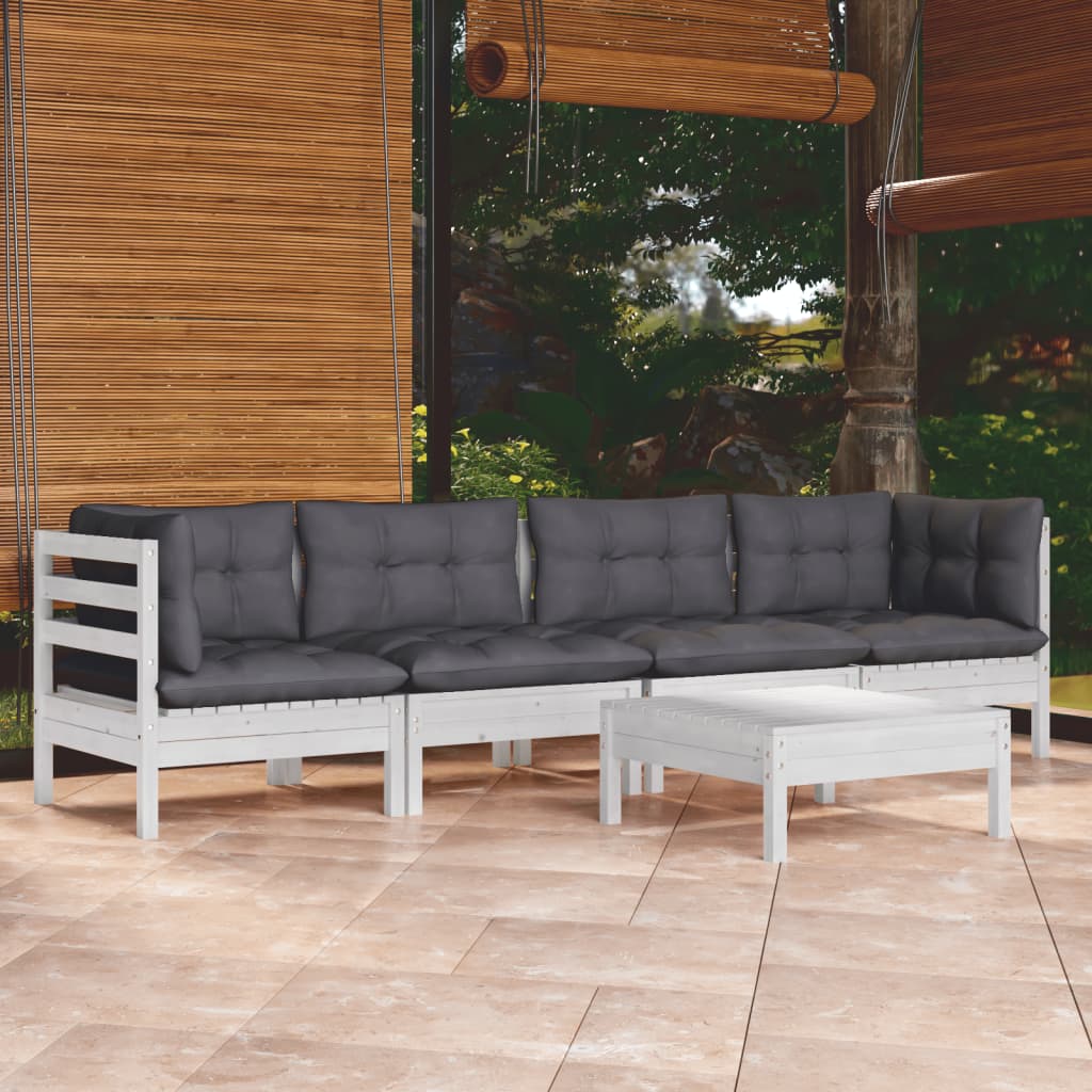 Garden Lounge Set Natural Wood And Grey