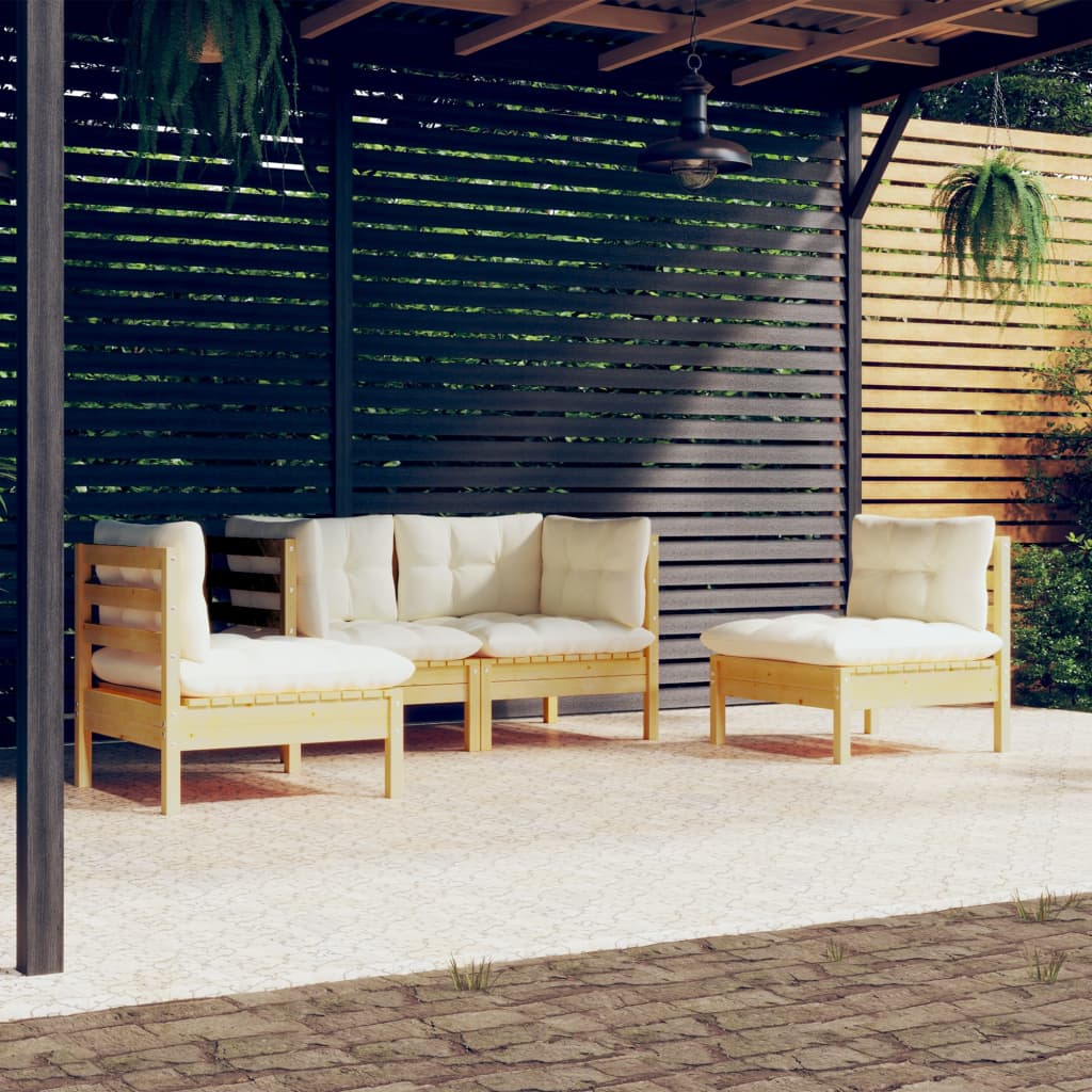 Garden Lounge Set Grey And Natural Wood