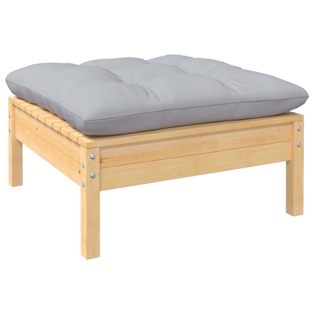 Garden Lounge Set Grey Solid Pine Wood 7 Piece Set Modular
